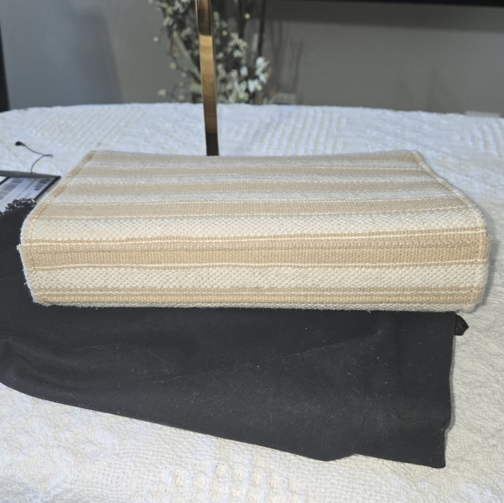 Saint Laurent Straw Crossbody Bag in Cream and Navy Trim - Picture 9 of 11